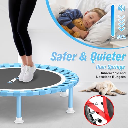 Image of ZCMHAXJ Foldable Mini Trampoline, 40 inch Rebounder Trampoline for Adults & Kids, 450lbs Capacity with T-Shaped Adjustable Bar, Indoor Fitness Workout Exercise Equipment