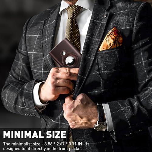 Image of Wallet for Men Minimalist Pop Up Credit Card Case Holder 1-7 Cards, Smart Slim Wallet with Money Clip ID Window RFID Blocking Bifold Compact (Airtag Not Included) Wallets Gifts for Men (Coffee)