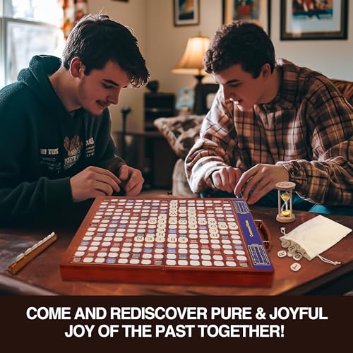 Crossword Game with Rotating Wooden Board, Foldable Board into Portable Carry Case, Luxury Edition Word Building Game with 100 Letter Tiles, Educational Family Board Game for 2-4 Players - Image 6