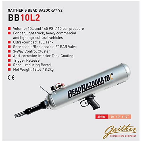 Image of Gaither Handheld Bead Bazooka - 2nd Generation, Bead Seater Tool with Rapid Air Release, for Passenger, Commercial, and Agricultural Vehicles