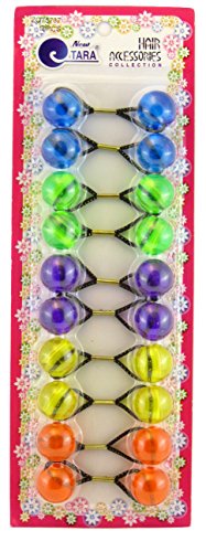 Tara Girls Twinbead Assorted Transparent Ponytail Holders - 10 Pcs.