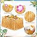 Fovths 4 Pack Luau Grass Table Skirt 9 Feet x 29.5 Inch Hawaiian Grass Table Skirt with Flowers Natural Hawaiian Party Decorations for Luau Birthday Summer Beach Party Supplies, Dark Straw Yellow
