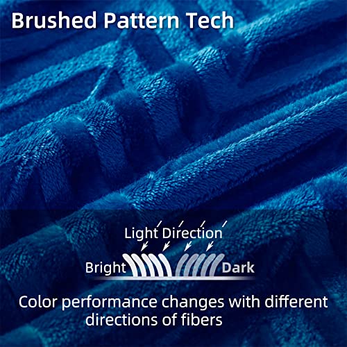 Whale Flotilla Flannel Fleece Queen Size Bed Blanket, Soft Velvet Lightweight Bedspread Plush Fluffy Coverlet Chevron Design Decorative Blanket For All Season, 90X90 Inch, Royal Blue #TOP2