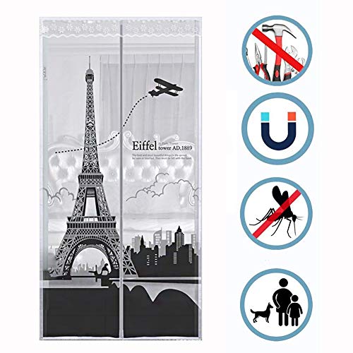 Doble Pantalla De La Puerta Cortina Mosquitera Magnética Para Patio,tejido Súper Fino Mosquitera Puerta,deslizante,anti Mosquitos Mosquitera Puerta Magnetica,puerta Grande T 120x210cm(47x83inch)