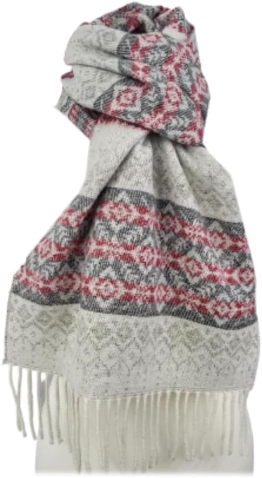 Ladies Irish Wool Winter Scarf With Tassles, Made in Scotland, 100%