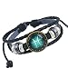 Qinlee Poissons Bracelet Cordon Vintage 12 Constellations Perlage Rétro Cuir Cordon Corde Tressé Charme Bijoux Homme Femme Ajustable Cuir + PU 0.6cm*17cm