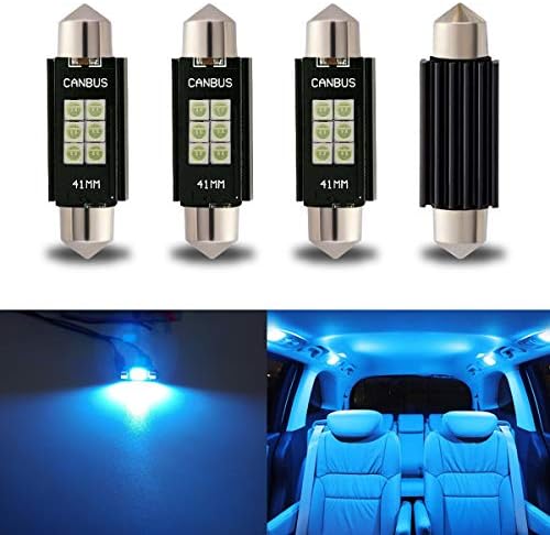 iBrightstar Newest 9-30V Extremely Bright 211-2 212-2 578 Festoon LED Bulbs Error Free 1.61" 41mm for Interior Map Dome Lights and License Plate Courtesy Lights, Ice Blue