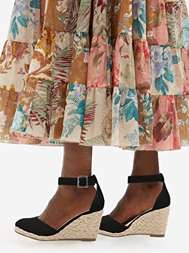 JeimPoey Womens Wedges Espadrilles Sandals Closed Toe Platform Ankle Strap Beach Sandals3