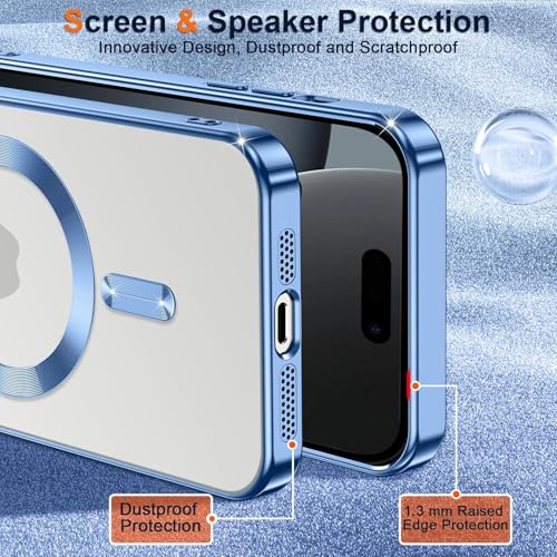 Image of VONZEE Electroplating Transparent Clear Logo Back Cover TPU Compatible with iPhone 17 Air, Compatible with Magsafe, Full Body & Individual Camera Protection for Each Lens for Men & Women|Sierra Blue