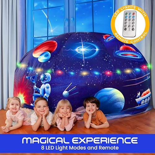 Fort Spatial Gonflable Enfant Cabane Espace Lumineuse LED