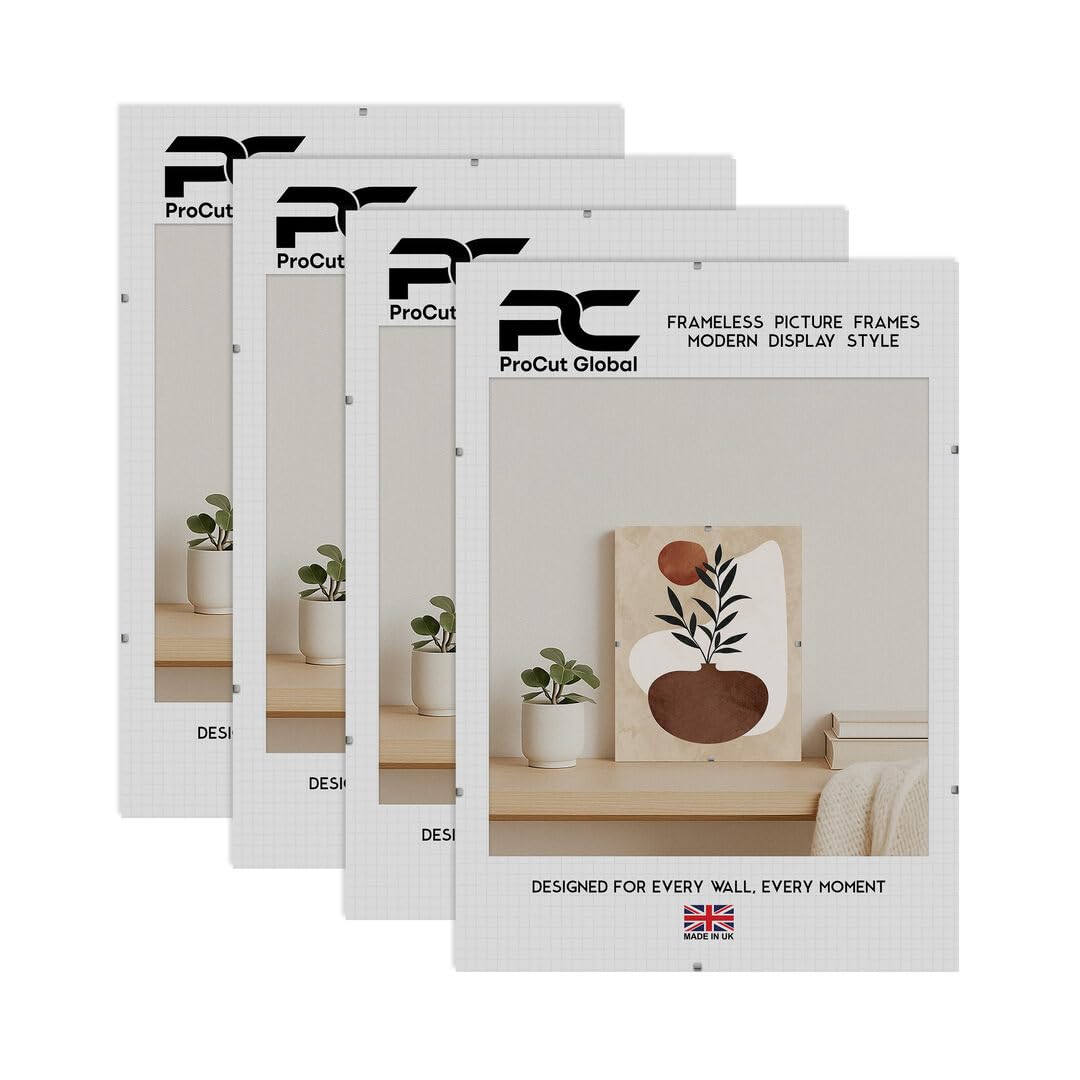 Procut Global 35x25cm Frameless Clip Picture Frames For Photos - Pack of 4 — image 1