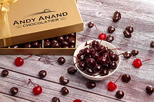 Birthday, Anniversary Andy Anand Dark Chocolate Cherries Gift Boxed with Teddy Bear 1 lbs & Greeting Card, 7 Choices, Valentine Day, Christmas, Holiday Food Gifts, Mothers day