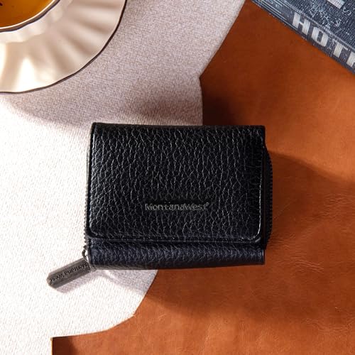 Image of Montana West Wallet Women RFID Blocking Wallets, Card Cases & Money Organizers Wallets with Zipper Coin Pocket, 1 Black, 4.3 inch x 3.3 inch x 1.6 inch, Casual