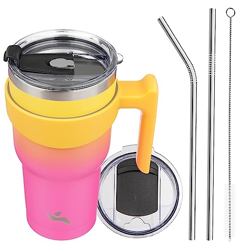 Image of Konokyo 30 oz Tumbler with Handle and Straw, Insulated Travel Mug