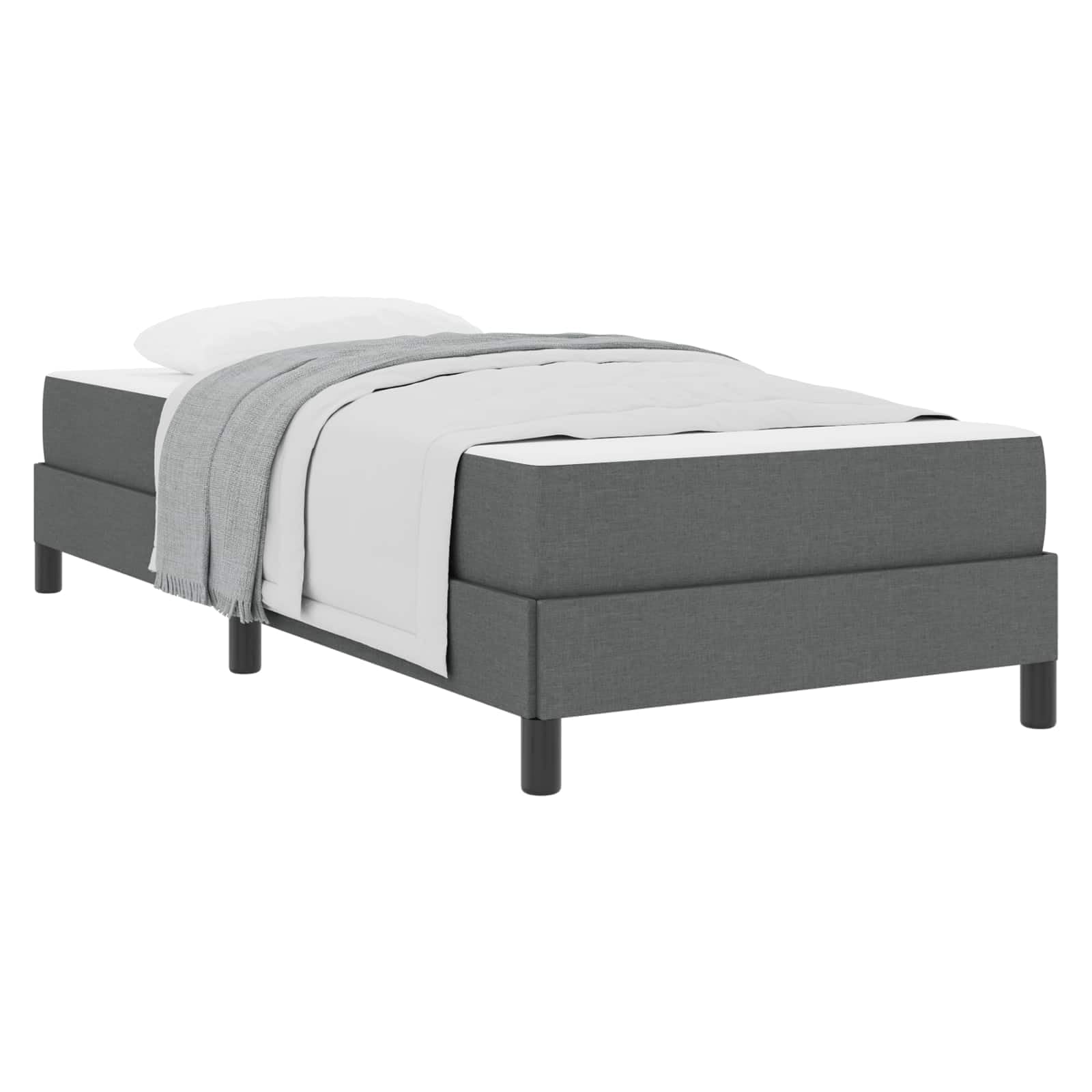 vidaXL Boxspringbett mit Matratze Dunkelgrau 90 x 200 cm Stoff, Moderner Bettgestell, rechteckige Schlafbasis, Stabiler Boxspring, Coole Optik, Holz, gemütliche Plattform