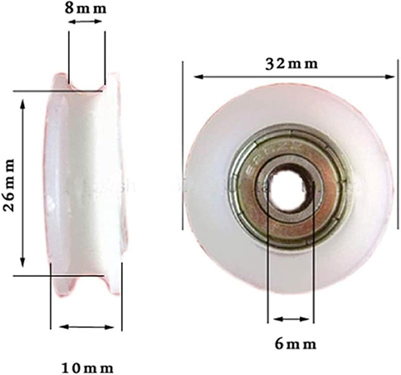 Winwill U-hornyos görgőcsapágy 4db - 6x32x10mm zárt golyóscsapágy bútorokhoz, tolóajtókhoz, sínekhez - nagy teherbírású szénacél
