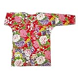 【金彩牡丹と桜・赤】 義若オリジナルの鯉口シャツ単品 男女兼用 (Ｍ 中サイズ)