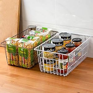 Freezer Wire Storage Baskets,Farmhouse Organizer Storage Bins Large Organizer Bins for Laundry Room, Closets, Garage, Office, Bathroom, Pantry Organization Storage Bins -Set of 2 (Chrome) Freezer Wire Storage BasketsFarmhouse Organizer Storage Bins Large Organizer Bins for Laundry Room Closets Garage Office Bathroom Pantry Organization Storage Bins Set of 2 Chrome