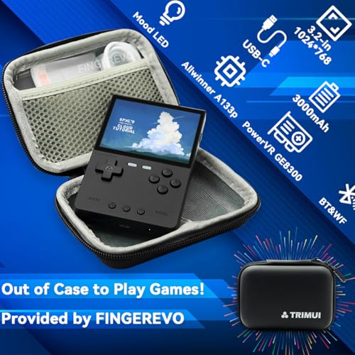 Image of FINGEREVO Trimui Brick Handheld Game Console 3.2 inch 1024 * 768 IPS Screen 3000mAh Trimui Brick Opensource System with Portable Case and Screen Protector Black