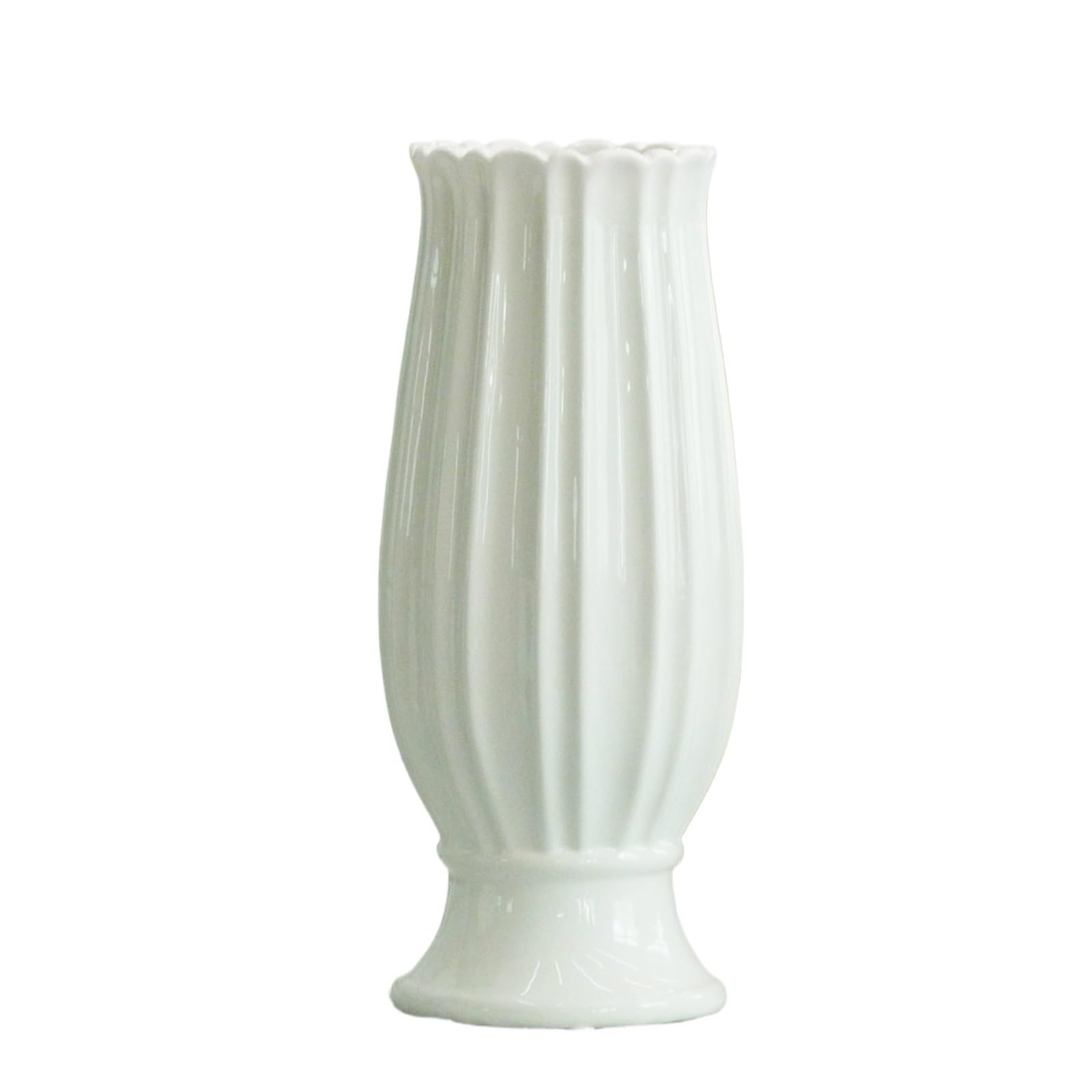 Grand vase en céramique blanche 30 cm objet déco salon moderne