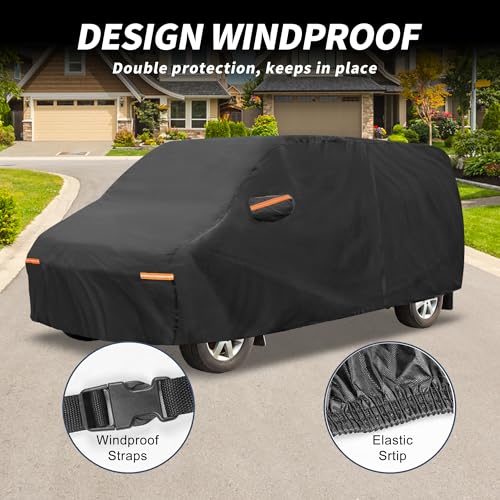 Image of X AUTOHAUX Car Cover Outdoor Waterproof Sun Rain Snow Hail Protection with Left Side Door Zipper Aluminum Film for Ford Transit