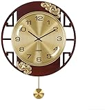 Hand Polished Wall Clock，Durable Sapele Solid Wood Modern Light Luxury Creative Wall Watch for Kitchen Living Room Office