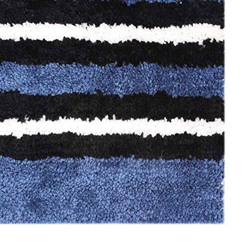 Image of Flooring India Co. Floor Runner Super Soft, Anti Slip Stripe Mats (Blue, 58x140 cm) Pack of 1