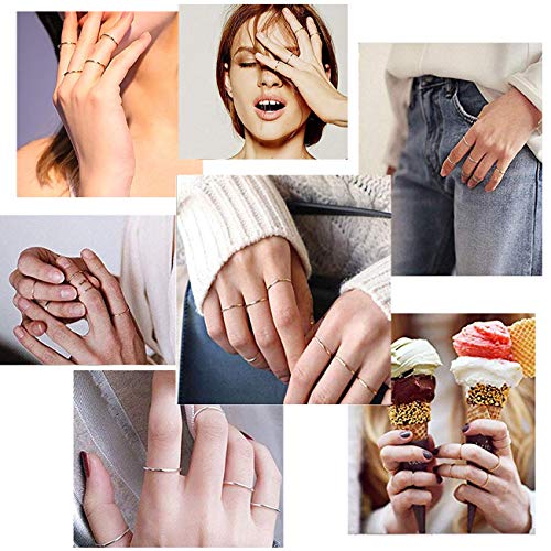 Softones 12-18Pcs 1Mm Stainless Steel Thin Rings For Women Rose Gold|Silver|Gold 3 Color Stacking Knuckle Ring Set,Comfort Fit Size 4-9 #TOP1