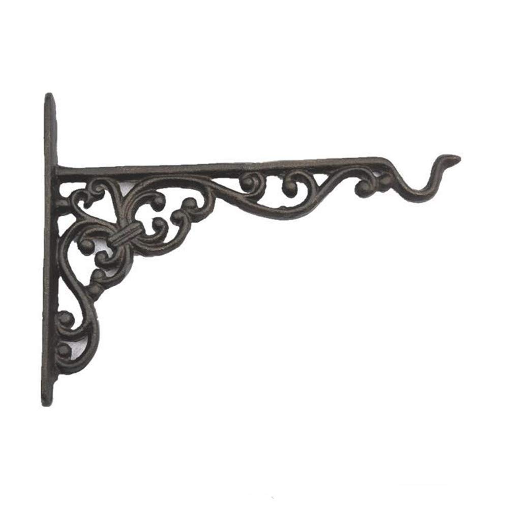 TentHome Cast Iron Hanging Basket Wall Bracket Retro Garden Basket Bracket Garage Plant Mount Holder (Pattern Large)