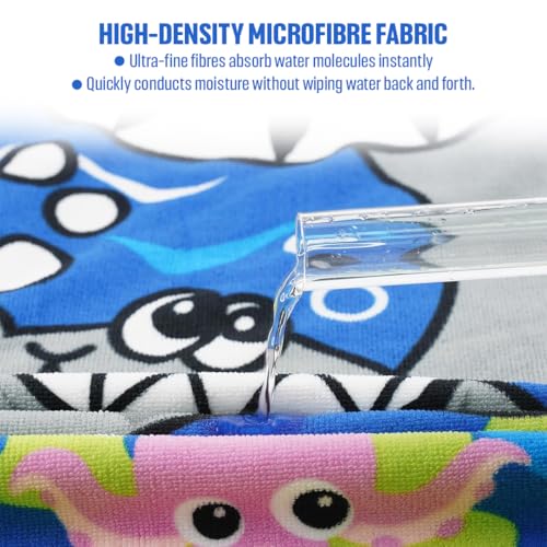 Image of TONY STARK Poncho Towel for Kids, Beach Towel with Hoodie, 60x60cm Travel Towel for 1-7 Years Girls and Boys, Soft Microfiber Sleeved Poncho (Space Explorer)