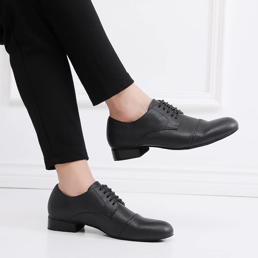 SWDZM Tanzschuhe Herren Leder Latein Tanzschuhe Niederhackig Ballsaal Tango Salsa Tanzschuhe Herren