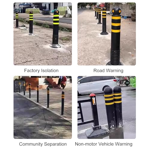 Poteau de sécurité routière jaune pour balisage de parking et chantier