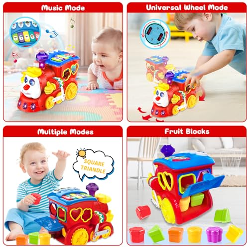 Image of Baby Toys for 1 Year Old Boy Girl Gift Musical Train Baby Toys 6-12 12-18 Months,Early Educational Learning Montessori Kids Toys with Blocks /Light Toddler Christmas Birthday Gifts for 1 2 3 Year Old