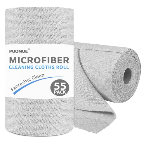 55 Pack Microfiber Cleaning Cloth Roll (Grey)