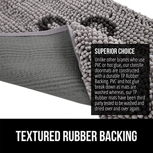 Gorilla Grip Soak Stopper Absorbent Indoor Chenille Doormat, Muddy Dog Washable Mat, Quick Dry Soft Microfiber, Durable Rubber Backing, Absorbs Water And Moisture, Door Mat For Entry, 30X20, Gray #TOP4