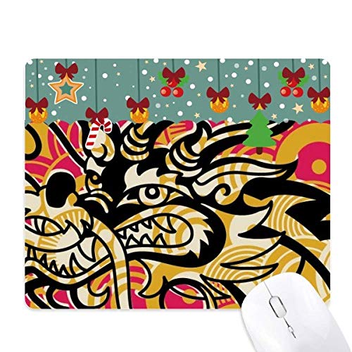 Alfombrilla de ratón negra: diseño de dragón chino asiático para PC