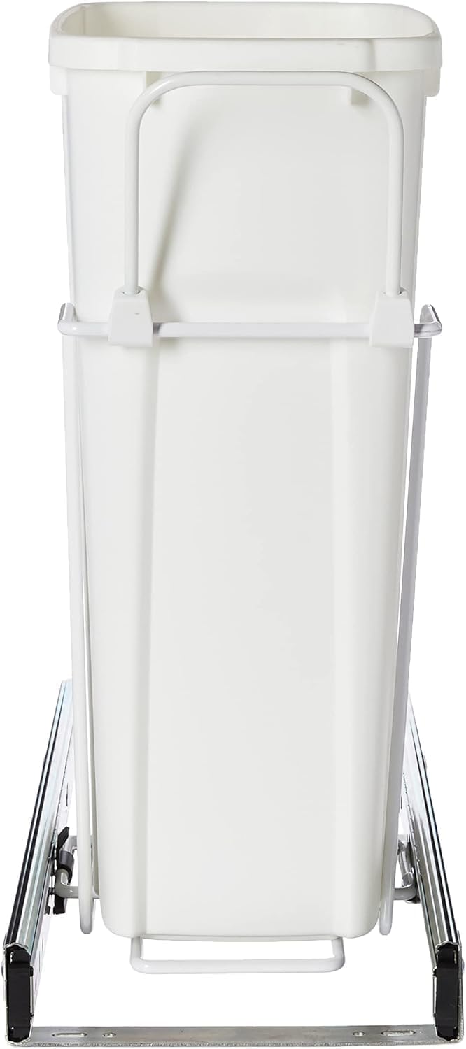 Knape & Vogt RS-PSW9-1-20-W Abfalleimer, 43,2 x 20,3 cm (H x B x T), Stahl, 20 Qt. Einzelner weißer ausziehbarer Mülleimer