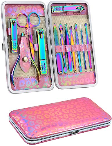 Rainbow Manicure Set Nail Clippers Kit, FUNJIA Professional Stainless Steel Manicure Pedicure Care Tools Nail Care Tools, Perfect for Personal Care - 12in1 Rainbow Manicure Set Nail Clippers Kit, FUNJIA Professional Stainless Steel Manicure Pedicure Care Tools Nail Care Tools, Perfect for Personal Care - 12in1