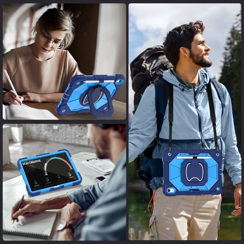 Image of Auizotl Case for iPad (A16) 11th /10th Generation 2025 /2022,360 Rotating Stand iPad Case 10th Generation with Screen Protector,Heavy Duty Shockproof i Pad Cases 11th /10th Gen 11.0 /10.9 Inch,Navy Blue