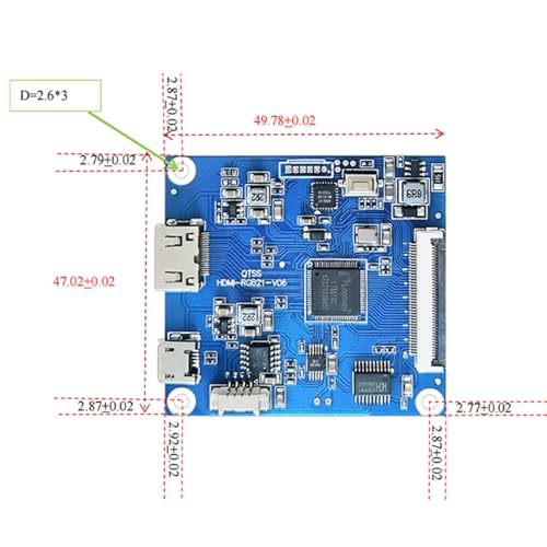 Image of TekGroAml 2 inch 480x360 IPS mini LCD Display with HDMI Control Board | Micro USB Power Port ,High-Density 16.7M Color Screen, RGB18 Parallel Interface, for DIY & HMI