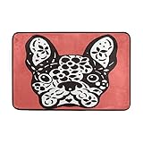 Lavar en agua fría. Use7 - Felpudo para Interior y Exterior (60 x 40 cm), diseño de Calaveras de Bulldog francés