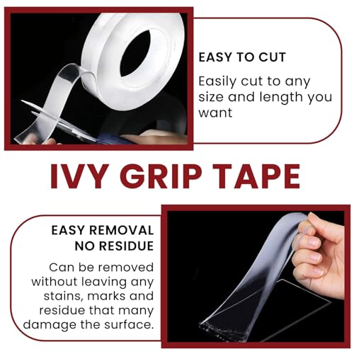 Image of amazon basics Double Sided Tape(Pack of 1) 3m x 3 Cm, Heavy Duty, Transparent IVY Grip Tape, Removable Traceless Mounting Best Suited for Wall Tape, Kitchen, Home Dcor & DIY
