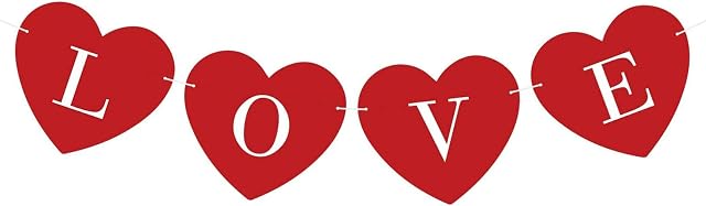 HEIGOO Valentine's Day Heart Banners, Lightweight Reusable Red Heart LOVE Sign Banner, Suitable for Valentine DecorationsEngagement DaysWindows, Walls, Cabinets, Doors, Fireplaces