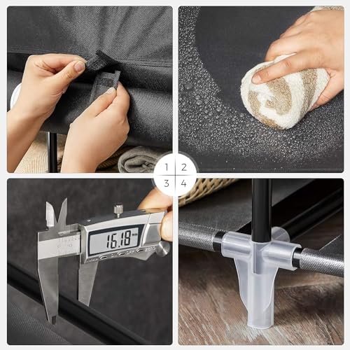 خزانة ملابس من القماش قابلة للطي مع قضبان تعليق ورف لتخزين الحقائب والالعاب والاحذية تستخدم في غرفة المعيشة وغرفة النوم وحجرة الملابس 150 × 45 175 سم أسود