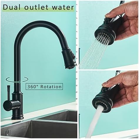 Smart Touch Kitchen Faucet - 360° Swivel Induction Mixer, Sensor Brushed Gold/Nickel, Dual Outlet, Modern Black Finish - Upgrade Your Smart Home Kitchen