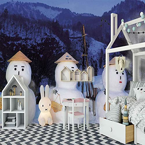 Papier Peint 3D Neige pour Mur de Fond TV et Salon Lumineux