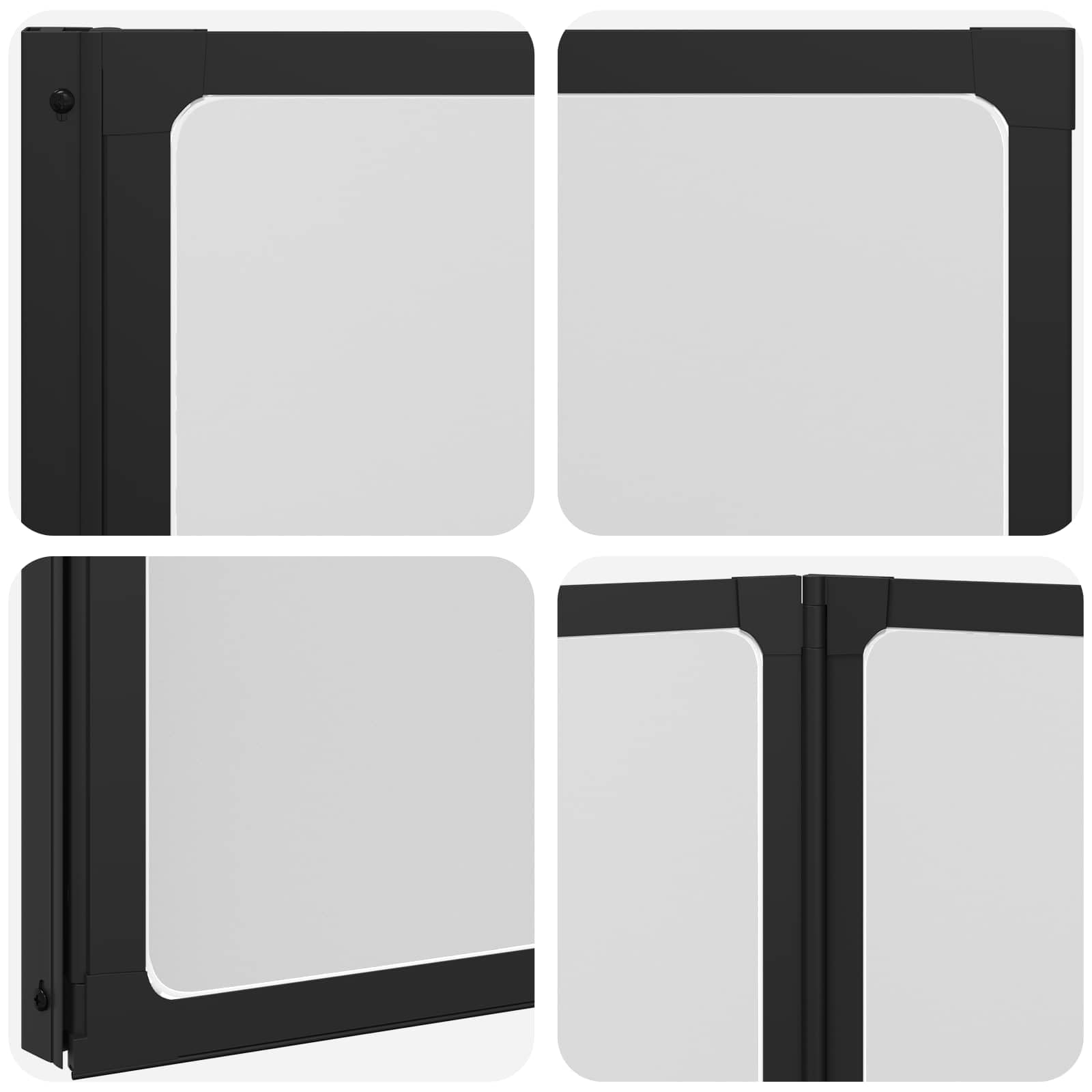 Parete doccia nera, 168 x 140 cm, in alluminio, pieghevole, paraspruzzi per bagno, con accessori di montaggio e robusta struttura profilata, ideale per ambienti umidi e