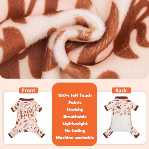 Image of CuteBone Small Dogs Outfit Soft Puppy Onesies Pjs Thanksgiving Dog Pajamas Pet Coat Cat Apparel Comfy Doggie Jumpsuit Bodysuit for All Seasons P353XS