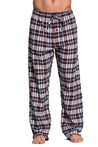 CYZ Men's 100% Cotton Super Soft Flannel Plaid Pajama Pa-RumRaisinClintonPlaid-M