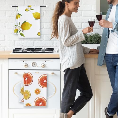 Vspek Limón Trapos Cocina, Paños Microfibra, 4 Piezas Paños de Cocina Decorativos, Blanco Toallas de Limpieza Multiuso, Graciosos para Mujer, Toallas para Decoración del Hogar, 45 × 66 CM - imagen 4